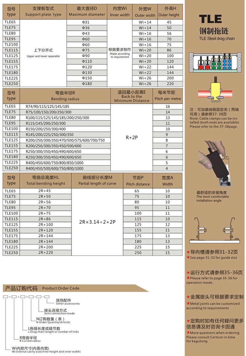 TLE上下分开式系列钢制拖链2